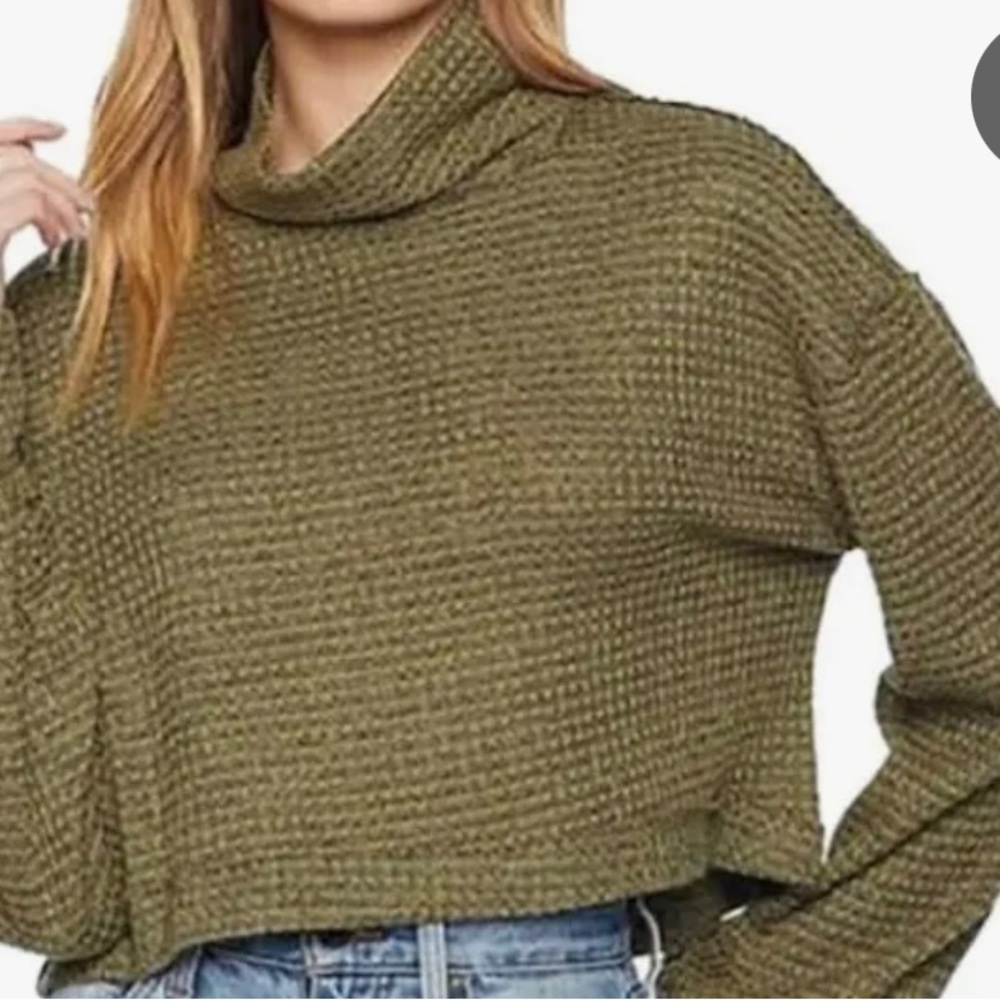 Free people waffle turtle neck crop top